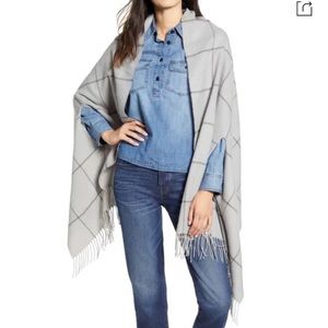 Madewell Silk Blend Windowpane Cream Ivory Scarf